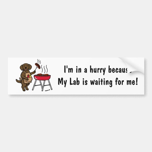 BBQ Chocolate Labrador Chef Cartoon Bumpersticker (Voorkant)