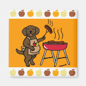 BBQ Chocolate Labrador Chef Cartoon Magnet (Voorkant)