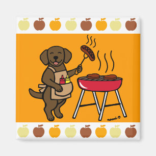 BBQ Chocolate Labrador Chef Cartoon Magnet