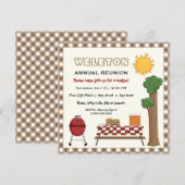 BBQ-cookie gezinshereniging, bruine gingham grens Kaart (Voorkant / Achterkant)