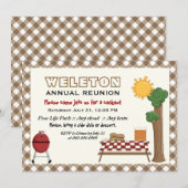 BBQ-cookie gezinshereniging, bruine gingham grens Kaart (Voorkant / Achterkant)