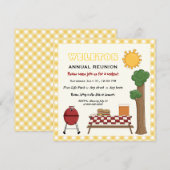 BBQ-cookie gezinshereniging, gele gingham-grens Kaart (Voorkant / Achterkant)