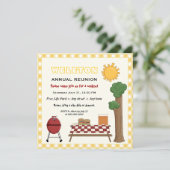 BBQ-cookie gezinshereniging, gele gingham-grens Kaart (Staand voorkant)