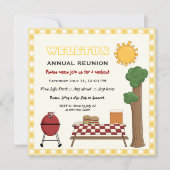 BBQ-cookie gezinshereniging, gele gingham-grens Kaart (Voorkant)