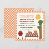 BBQ-cookie gezinshereniging, oranje gingham grens Kaart (Voorkant / Achterkant)