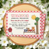 BBQ-cookie gezinshereniging, rode gingham grens Kaart