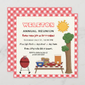 BBQ-cookie gezinshereniging, rode gingham grens Kaart (Voorkant / Achterkant)