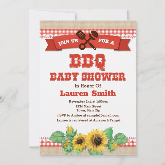 BBQ Cookout Baby shower Invitation Card Kaart (Voorkant)