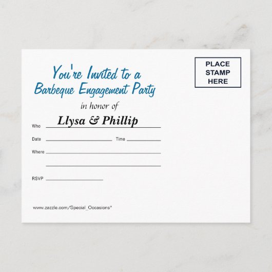 BBQ Cookout - Engagement Party Briefkaart (Achterkant)