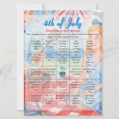 BBQ Cookout grill 4th of July Bingo  game card Feestdagenkaart (Voorkant)