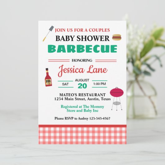 BBQ Couples Baby shower Kaart (Staand voorkant)