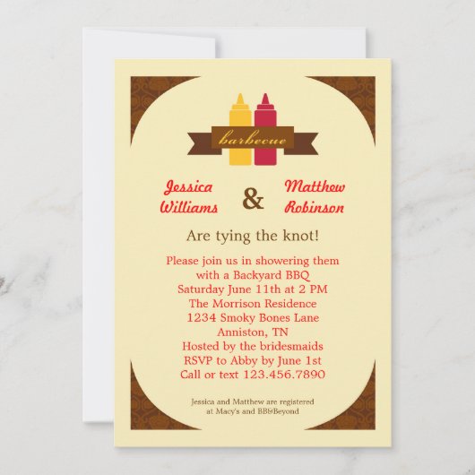 BBQ Couples Bridal Shower Invitation Kaart (Voorkant)