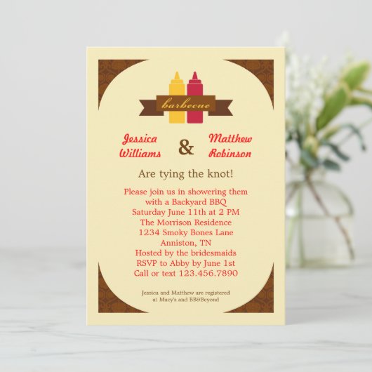 BBQ Couples Bridal Shower Invitation Kaart (Staand voorkant)