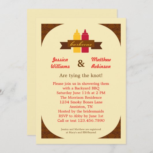 BBQ Couples Bridal Shower Invitation Kaart (Voorkant / Achterkant)