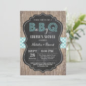 BBQ Couples Shower Invitation Baby Q Backyard Basi Kaart (Staand voorkant)