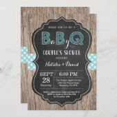 BBQ Couples Shower Invitation Baby Q Backyard Basi Kaart (Voorkant / Achterkant)