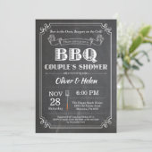 BBQ Couples Shower Invitation Chalkboard Kaart (Staand voorkant)