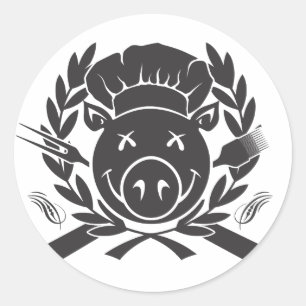 BBQ Crest Black Ronde Sticker
