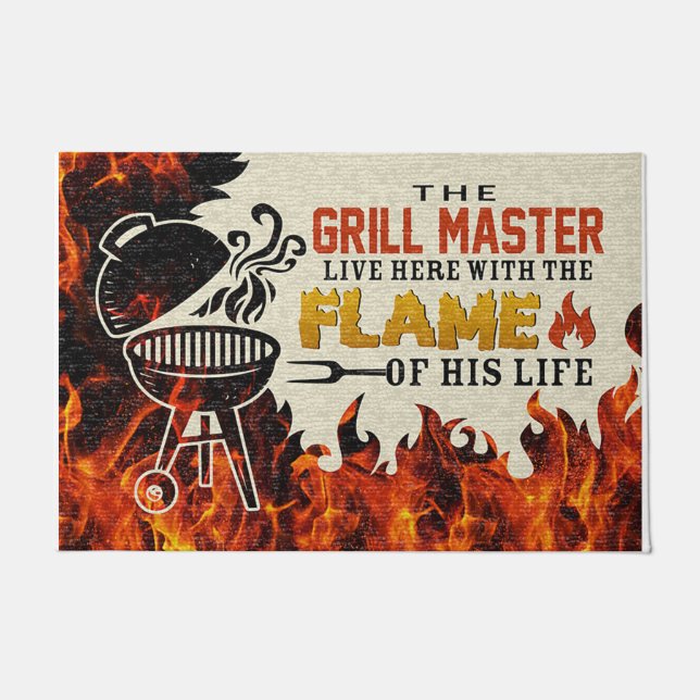 Bbq Custom Doormat Grill Master Lives Deurmat (Voorkant)