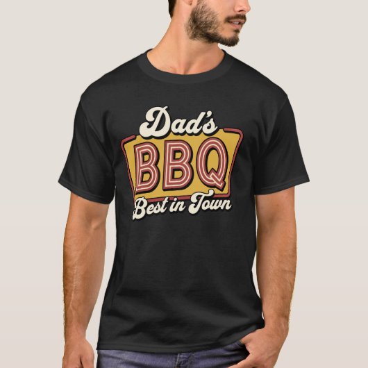 BBQ Daddy Grill Vlees Roken Retro Vaderdag T-shirt (Voorkant)