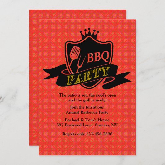 BBQ de Uitnodiging van de Partij (Voorkant / Achterkant)