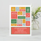 BBQ de Uitnodiging van Pictogrammen (Staand voorkant)