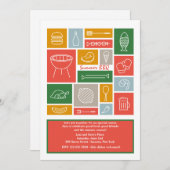 BBQ de Uitnodiging van Pictogrammen (Voorkant / Achterkant)