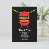 bbq de verjaardagspartij, barbecue, bbq grill, bedankkaart (Staand voorkant)