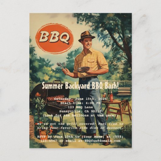  BBQ Delight: Classic Backyard Cookout Scen Briefkaart (Voorkant)