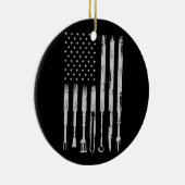 BBQ Design Smoking Barbecue USA Flag Keramisch Ornament (Rechts)