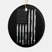 BBQ Design Smoking Barbecue USA Flag Keramisch Ornament (Links)
