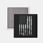 BBQ Design Smoking Barbecue USA Flag Magneet (Voorkant / Achterkant)