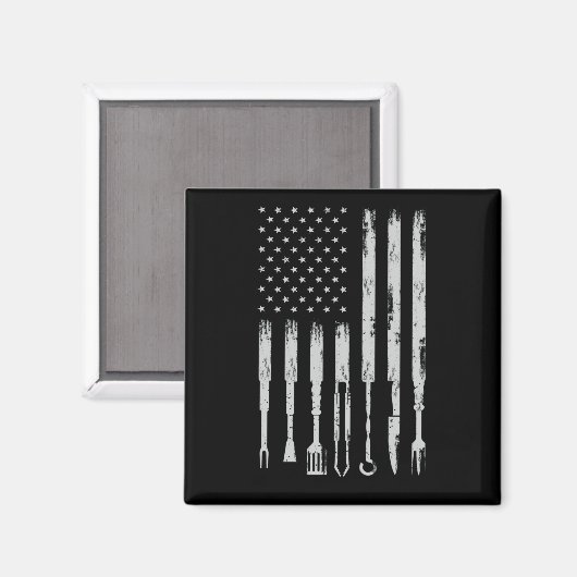 BBQ Design Smoking Barbecue USA Flag Magneet (Voorkant / Achterkant)
