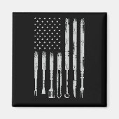 BBQ Design Smoking Barbecue USA Flag Magneet (Voorkant)