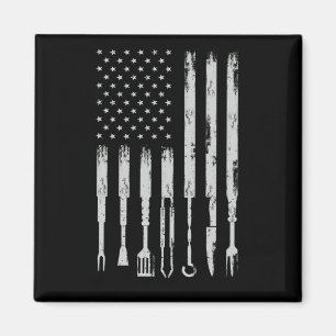 BBQ Design Smoking Barbecue USA Flag Magneet