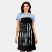 BBQ Design Smoking Barbecue USA Flag Schort (Gedragen)