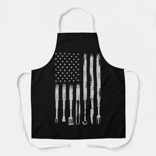 BBQ Design Smoking Barbecue USA Flag Schort (Voorkant)