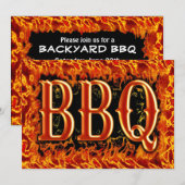 BBQ Dinner Realistic Flames Uitnodigingen (Voorkant / Achterkant)