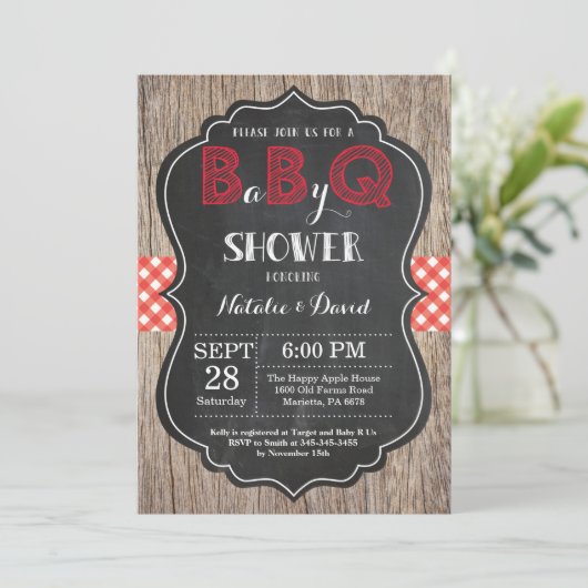 BBQ Douche Uitnodiging Baby Q Achtertuin Bash (Staand voorkant)