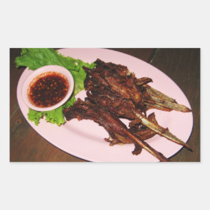 BBQ Duck Beaks ... Thai Asian Street Food Rechthoekige Sticker