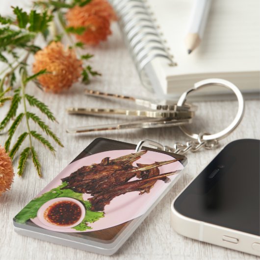 BBQ Duck Beaks ... Thai Asian Street Food Sleutelhanger (Voorkant Rechts)