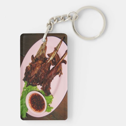 BBQ Duck Beaks ... Thai Asian Street Food Sleutelhanger (achterkant)