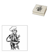 BBQ Duivel kus de kok Rubberstempel (Gestempeld)