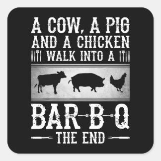 BBQ | Een Koe A-varken en een kippendraait in de B Vierkante Sticker