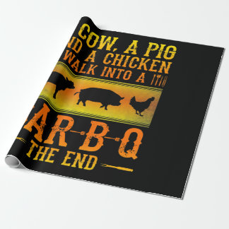 BBQ | Een Koe van een varken en een kippenkop in e Cadeaupapier