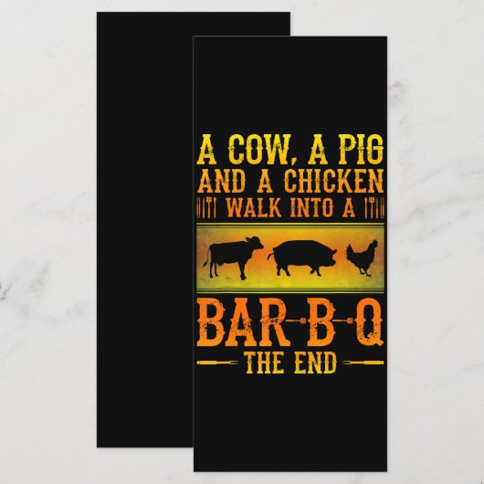 BBQ | Een Koe van een varken en een kippenkop in e Menu (Voorkant / Achterkant)