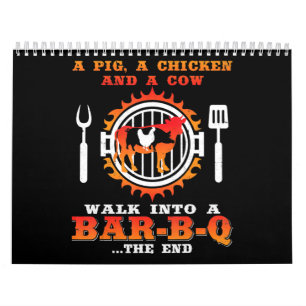 BBQ Een varken en een kip lopen in een bar BBQ Kalender