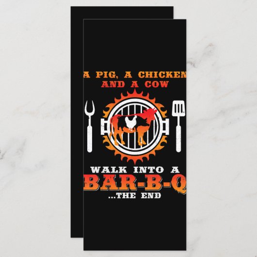 BBQ | Een varken en een kip lopen in een bar BBQ Menu (Voorkant / Achterkant)