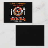 BBQ | Een varken en een kip lopen in een bar BBQ Visitekaartje (Voorkant / Achterkant)