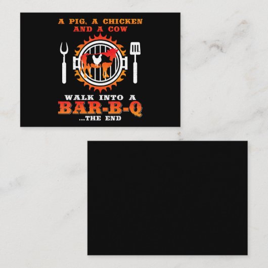 BBQ | Een varken en een kip lopen in een bar BBQ Visitekaartje (Voorkant / Achterkant)